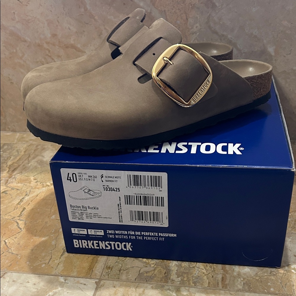 Birkenstock Boston Big Buckle Tan Mules